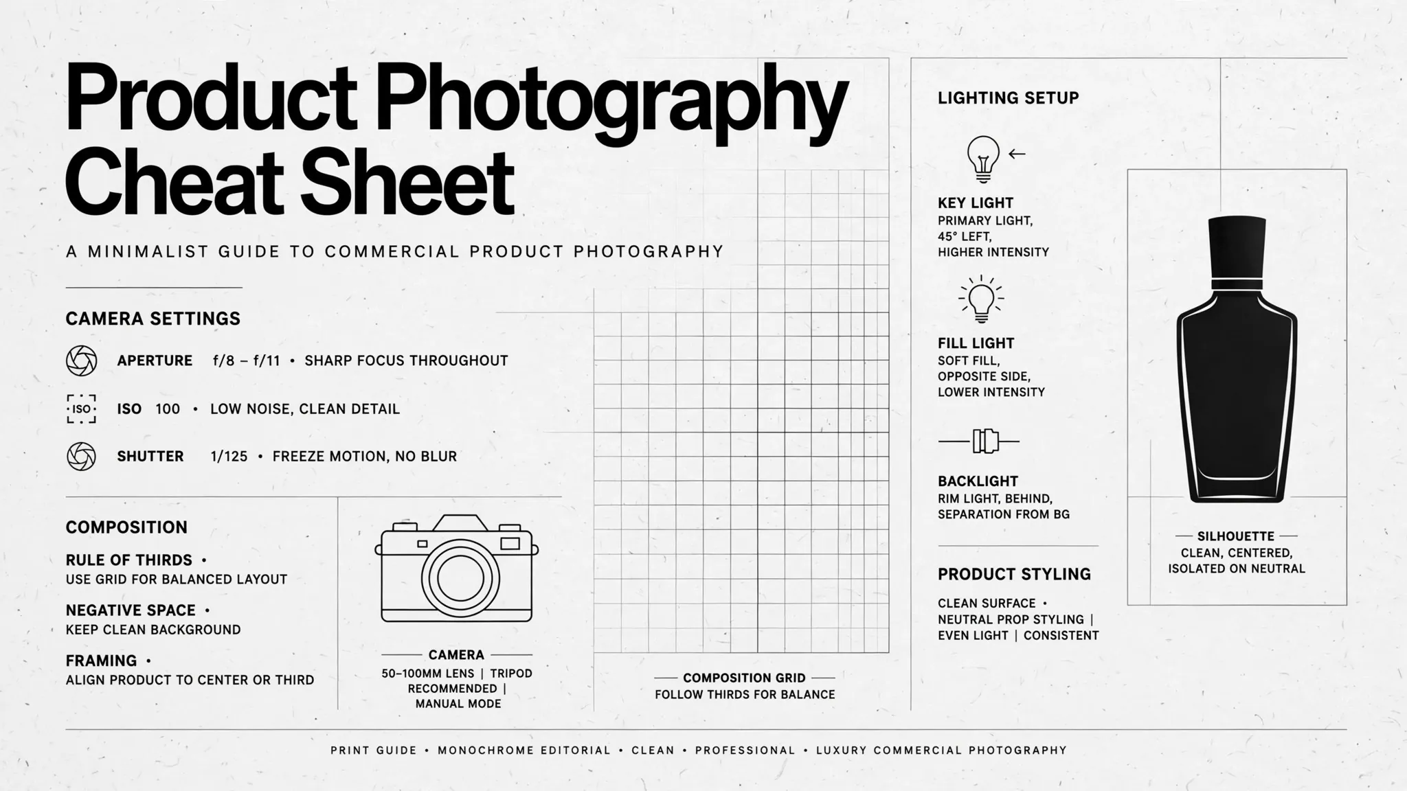 Product Photography Cheat Sheet