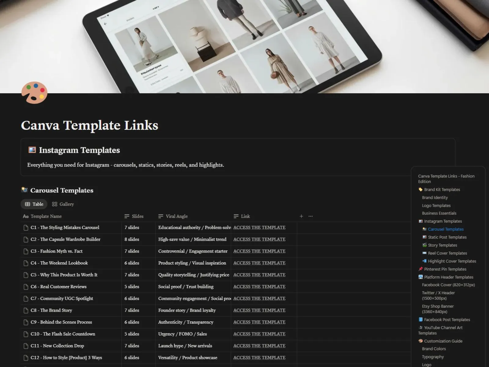 Canva Template Links