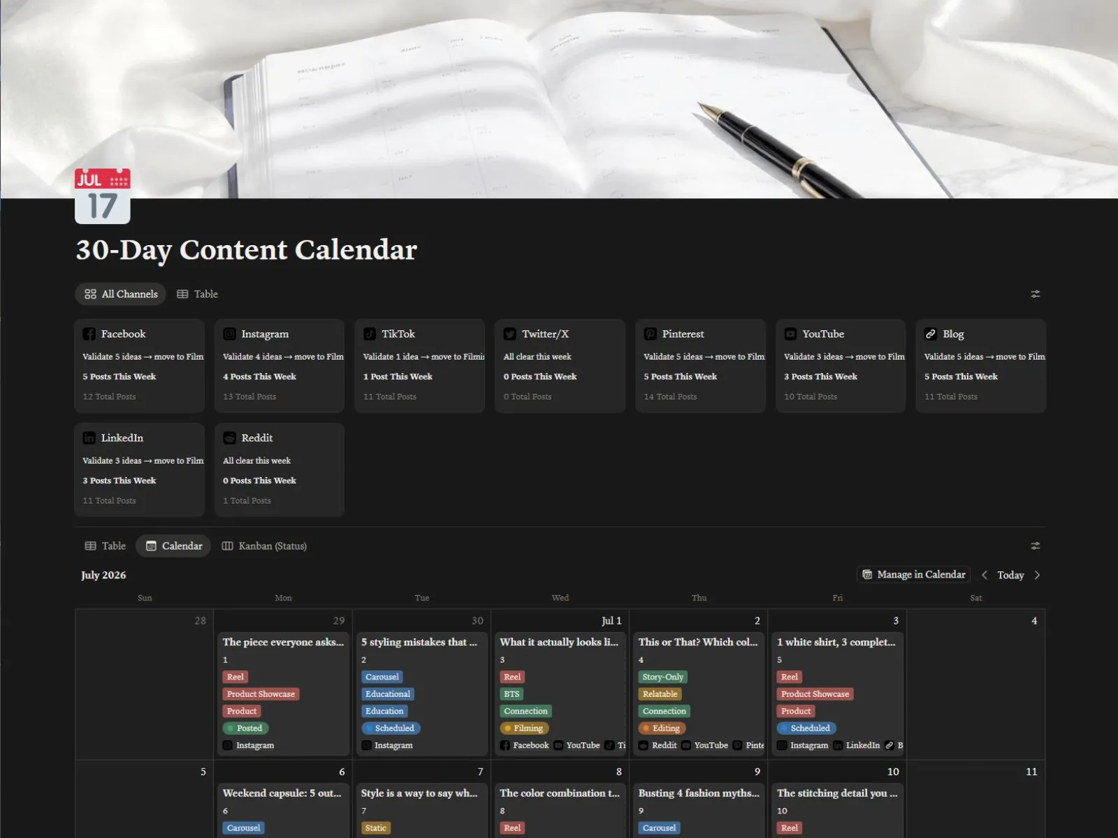 Content Calendar