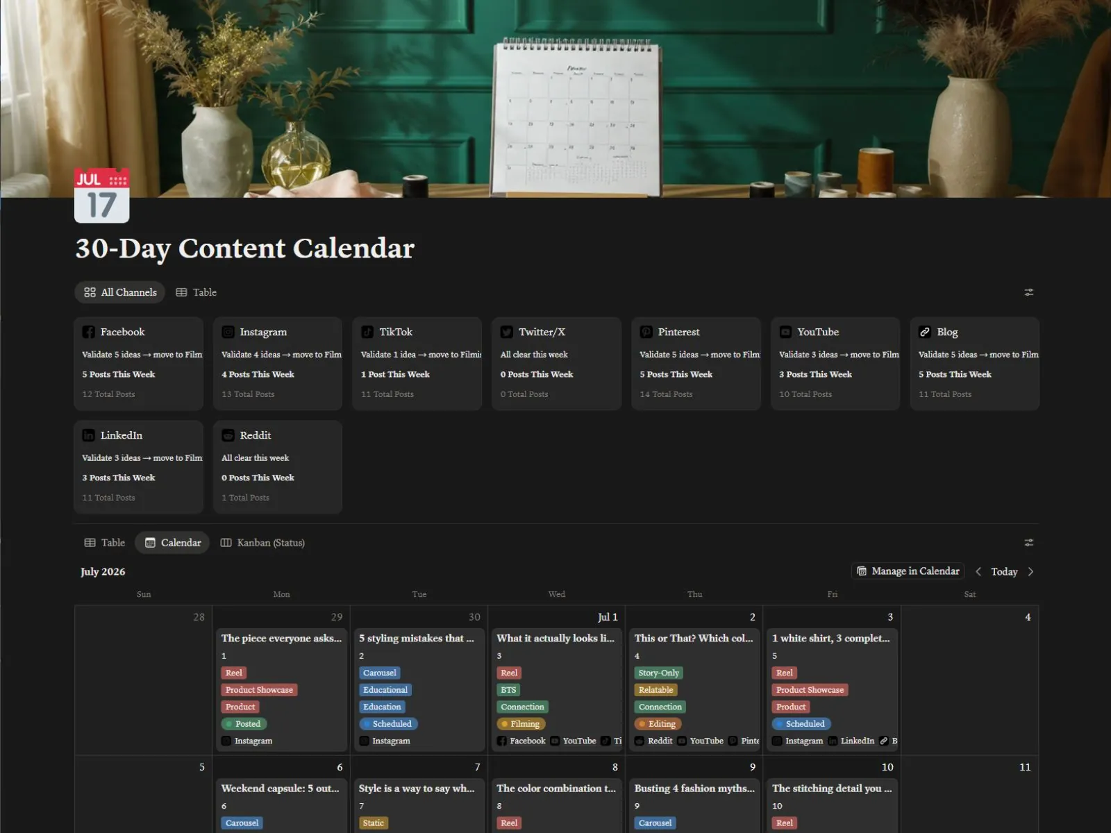 Content Calendar