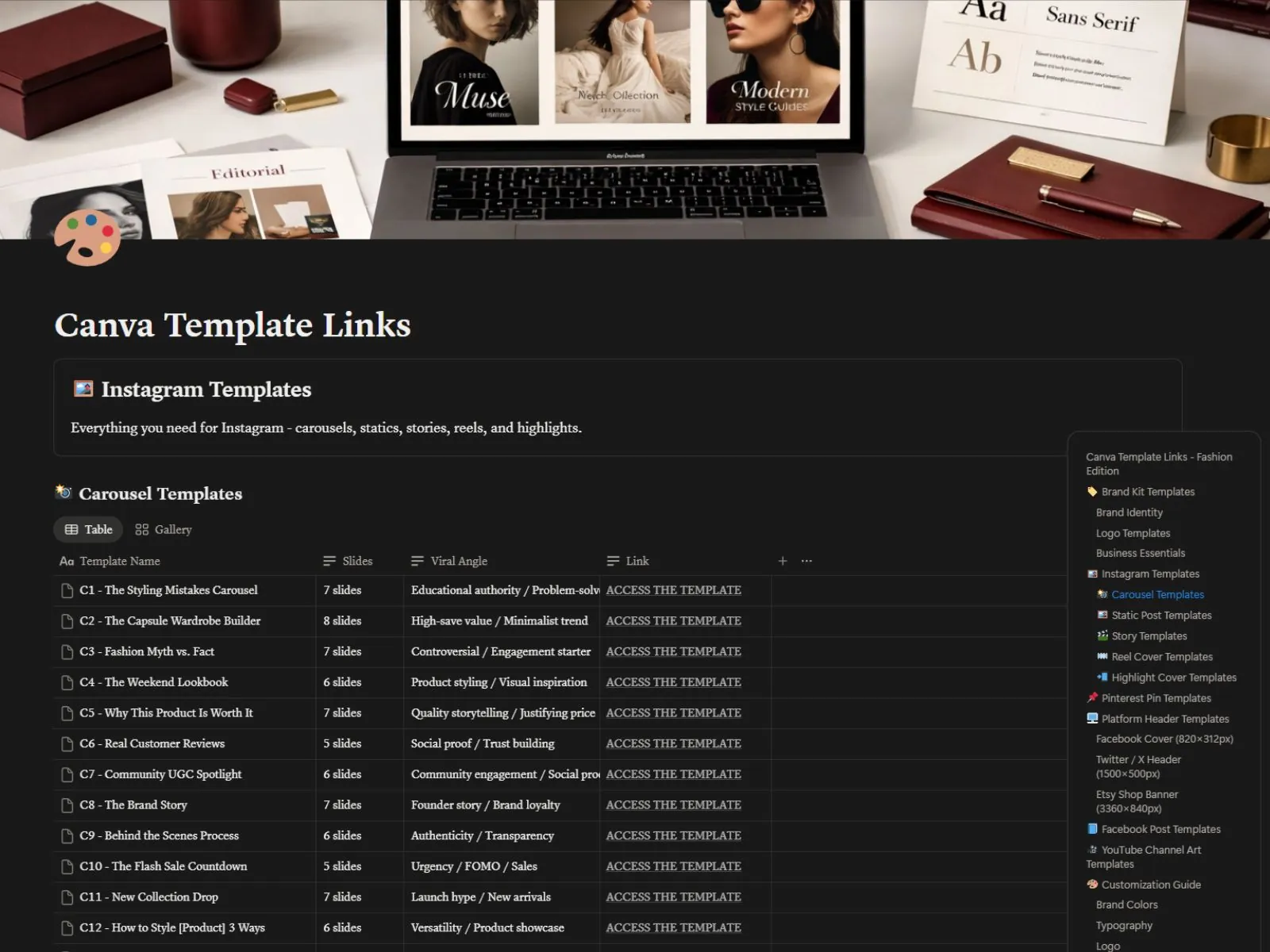 Canva Template Links