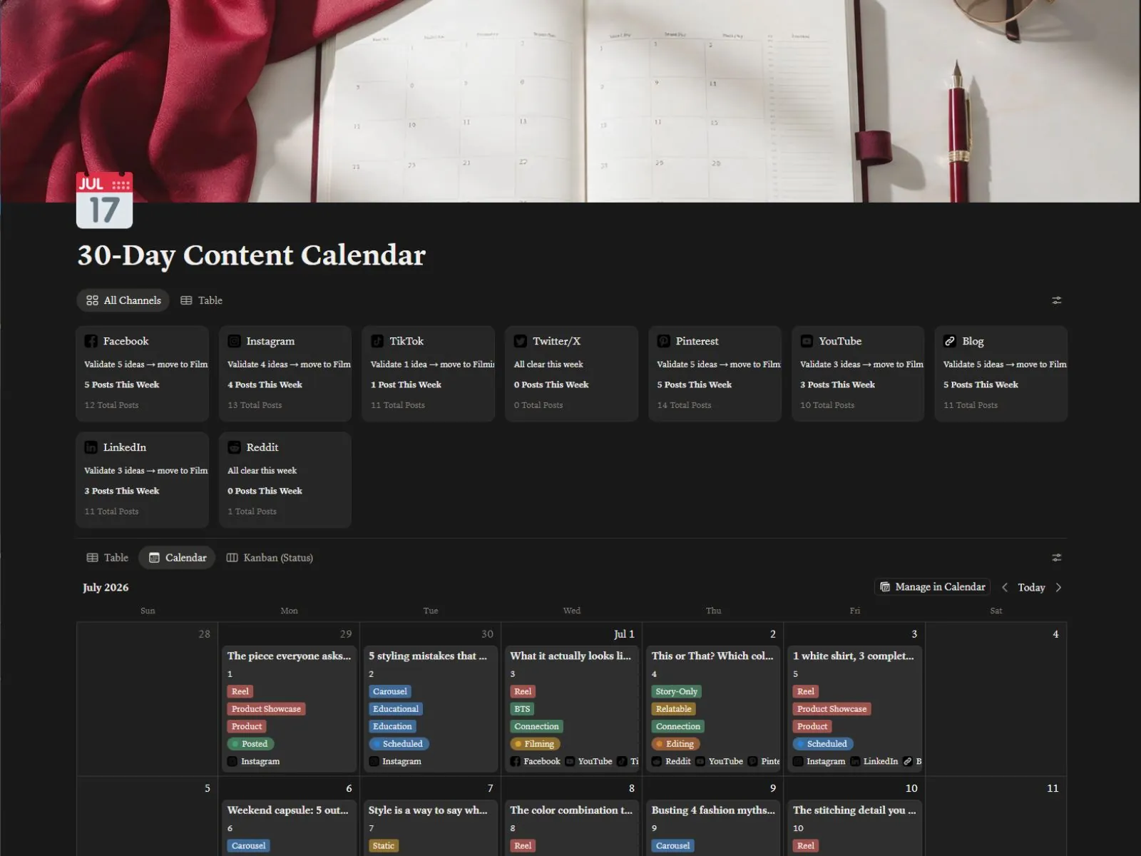 Content Calendar